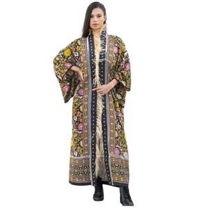 Cosmic Gypsy Atelier Feather Trim Kimono Robe 52" Festival Coat Unisex